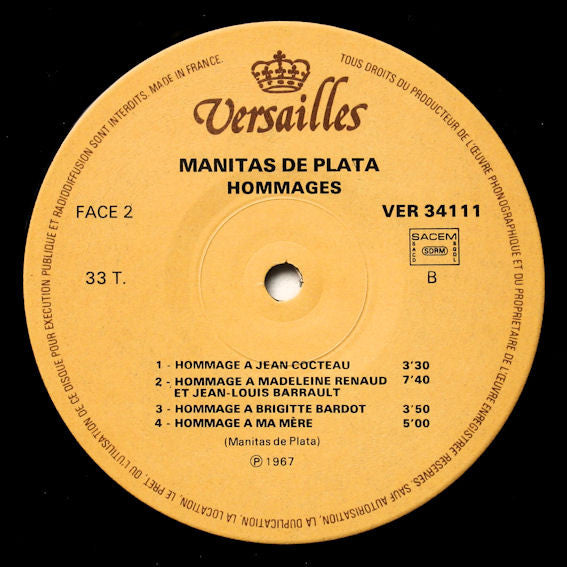 Manitas De Plata : Hommages (LP, Album, RE)