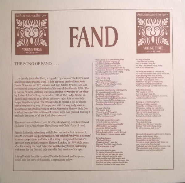 The Enid : An Alternative History Volume Three (LP, Ltd, Num, RE)