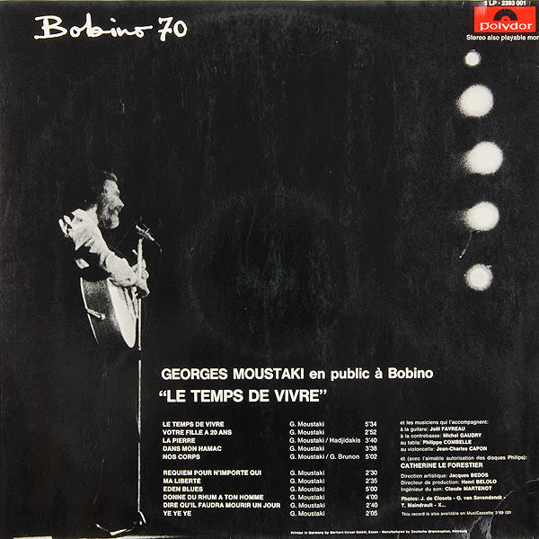 Georges Moustaki : Bobino 70 (LP, Album, Gat)