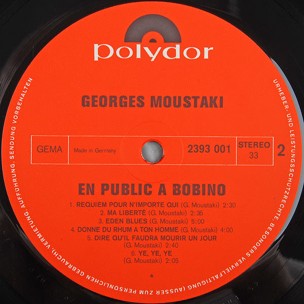 Georges Moustaki : Bobino 70 (LP, Album, Gat)