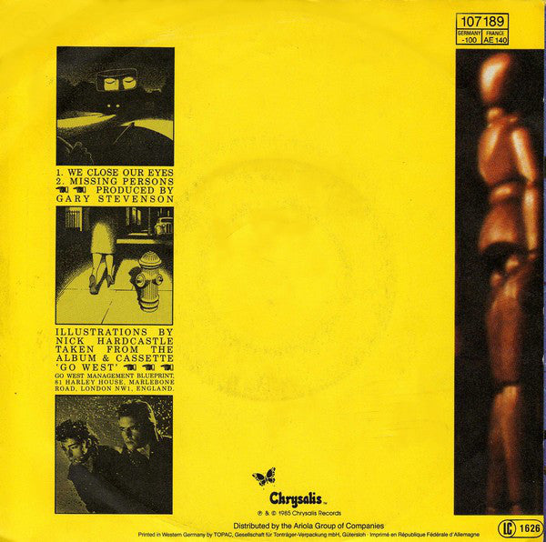 Go West : We Close Our Eyes (7", Single)