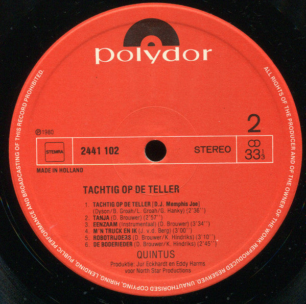 Quintus : Tachtig Op De Teller (LP)
