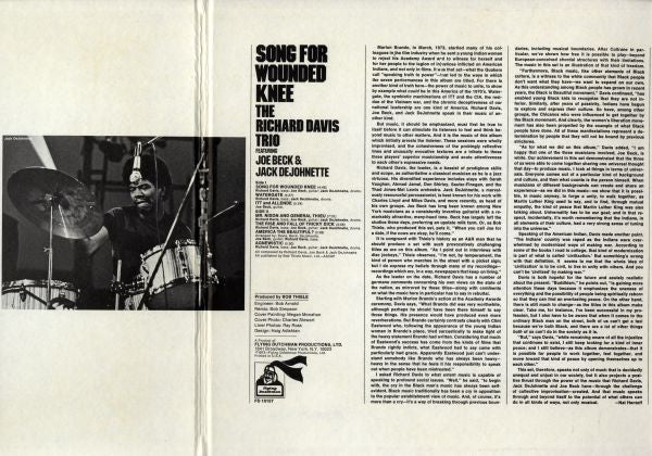 The Richard Davis Trio Featuring Joe Beck & Jack DeJohnette : Song For Wounded Knee (LP, Album)