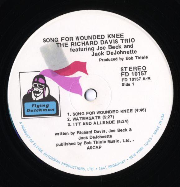 The Richard Davis Trio Featuring Joe Beck & Jack DeJohnette : Song For Wounded Knee (LP, Album)