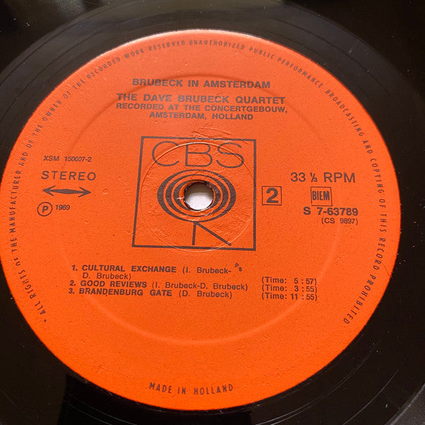 The Dave Brubeck Quartet : Brubeck In Amsterdam (LP, Album)
