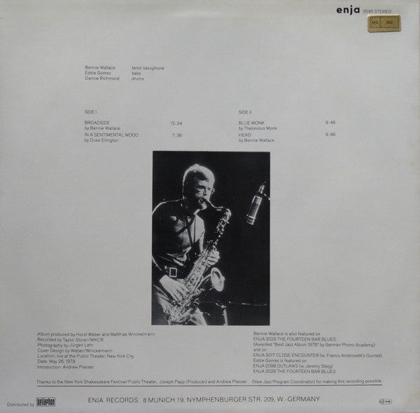 Bennie Wallace : Live At The Public Theater (LP, Album)