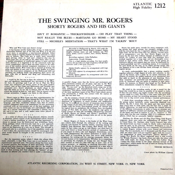 Shorty Rogers And His Giants : The Swinging Mr. Rogers (LP, Album)