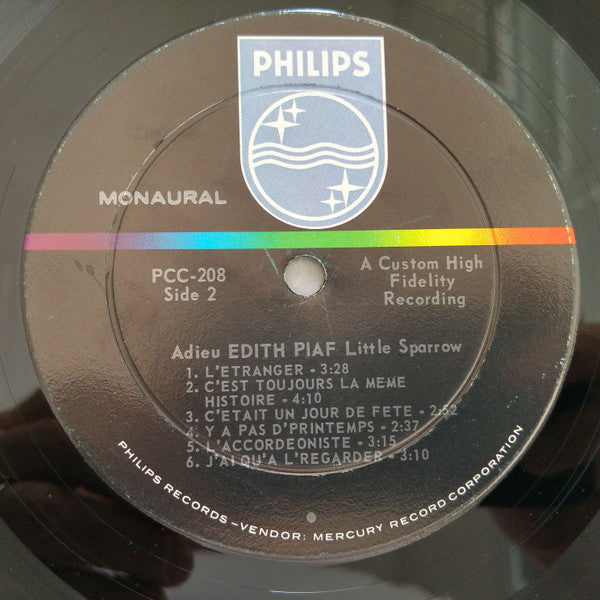 Edith Piaf : Adieu, Little Sparrow (LP, Mono, Gat)