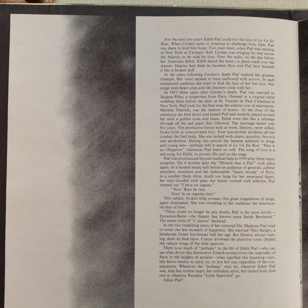 Edith Piaf : Adieu, Little Sparrow (LP, Mono, Gat)