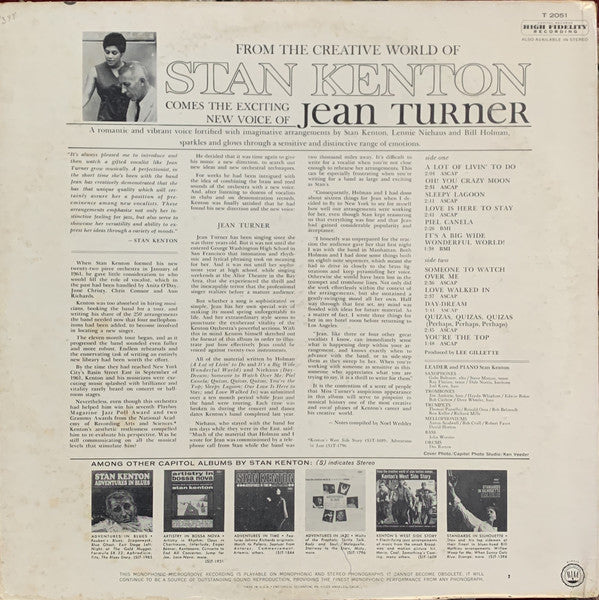 Stan Kenton And Jean Turner : From The Creative World Of Stan Kenton Comes The Exciting New Voice Of Jean Turner (LP, Album, Mono)