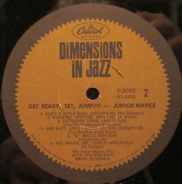 The Junior Mance Trio* With The Bob Bain Brass Ensemble : Get Ready, Set, Jump!!! (LP, Album, Mono)