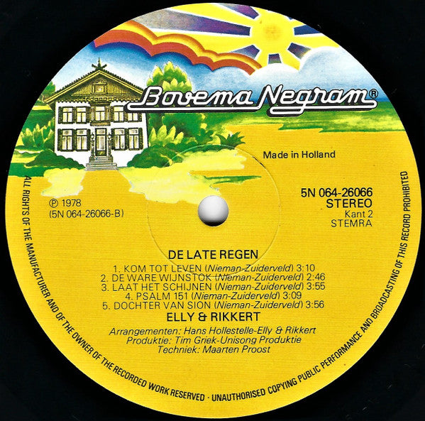 Elly & Rikkert : De Late Regen (LP, Album, Gat)