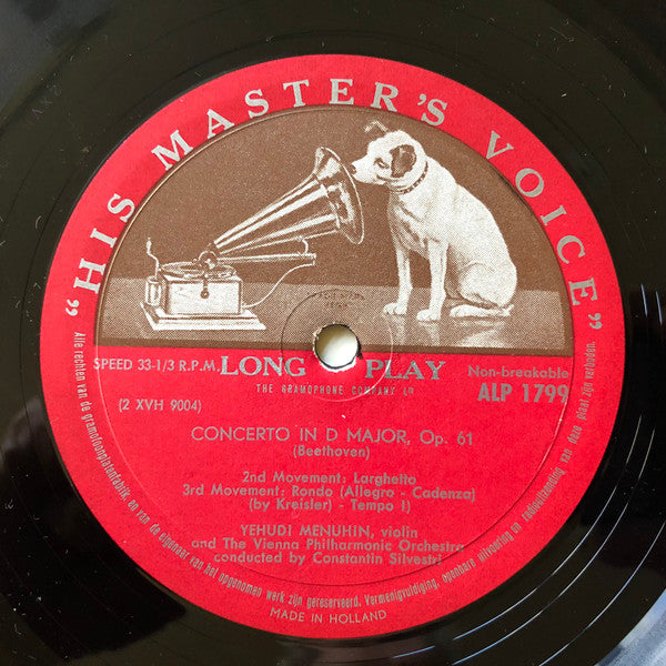 Ludwig Van Beethoven : Yehudi Menuhin with Wiener Philharmoniker conducted by Constantin Silvestri : Violin Concerto In D Major, Op.61 (LP, Mono)