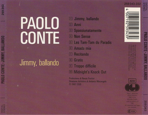 Paolo Conte : Jimmy, Ballando (CD, Album)