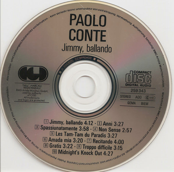 Paolo Conte : Jimmy, Ballando (CD, Album)