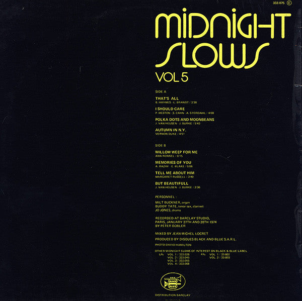 Milt Buckner, Buddy Tate, Jo Jones : Midnight Slows Vol 5 (LP)