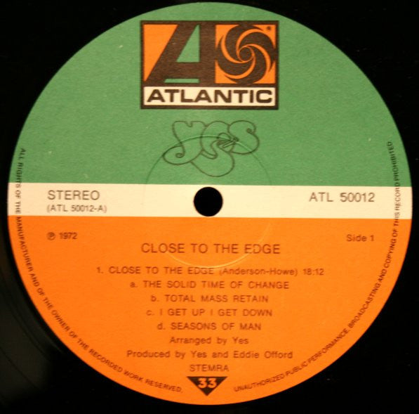 Yes : Close To The Edge (LP, Album, Gat)