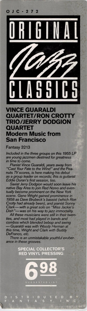 Ron Crotty Trio / Vince Guaraldi Quartet / Jerry Dodgion Quartet : Modern Music From San Francisco (LP, Album, Mono, RE, RM, Red)