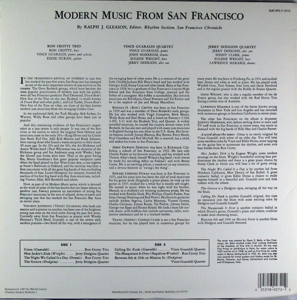 Ron Crotty Trio / Vince Guaraldi Quartet / Jerry Dodgion Quartet : Modern Music From San Francisco (LP, Album, Mono, RE, RM, Red)