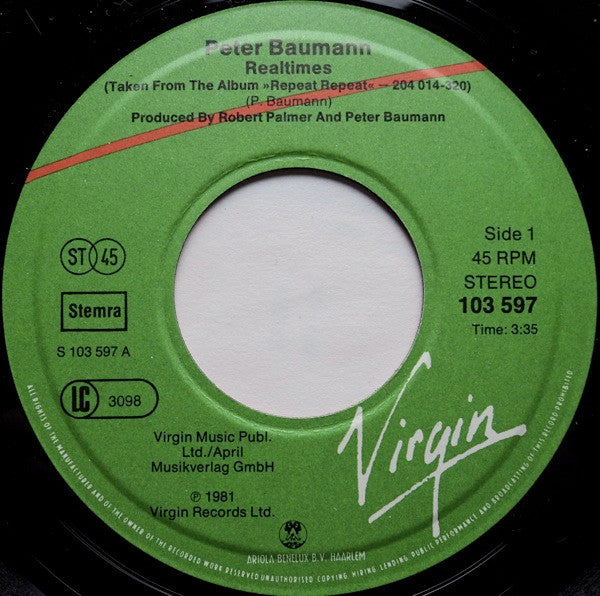 Peter Baumann : Realtimes (7")
