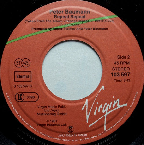Peter Baumann : Realtimes (7")