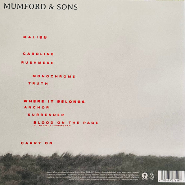 Mumford & Sons : Rushmere (LP, Album, Ltd, Red)
