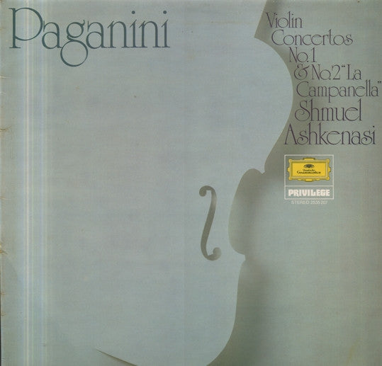 Niccolò Paganini / Shmuel Ashkenasi : Violin Concertos No.1  & No.2 "La Campanella" (LP, RE)