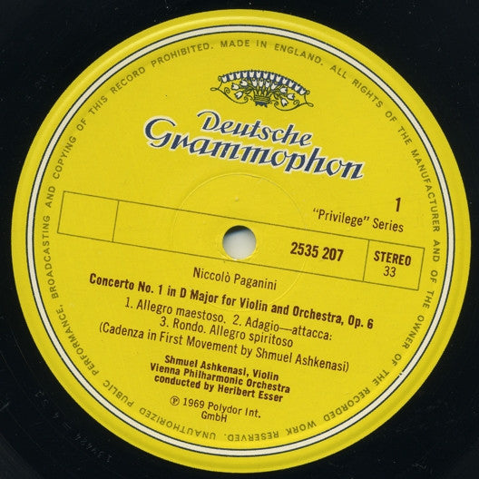 Niccolò Paganini / Shmuel Ashkenasi : Violin Concertos No.1  & No.2 "La Campanella" (LP, RE)