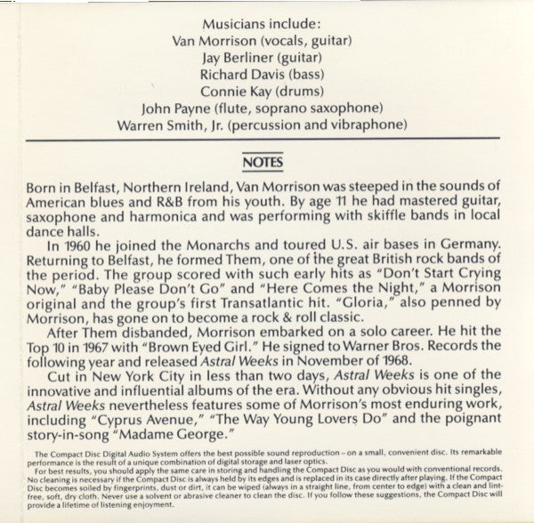 Van Morrison : Astral Weeks (CD, Album, RE)