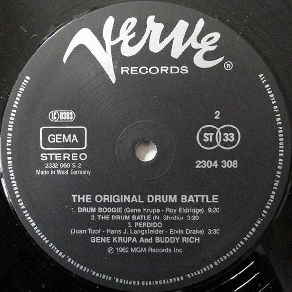 Gene Krupa & Buddy Rich : The Original Drum Battle! (LP, Album, RE)