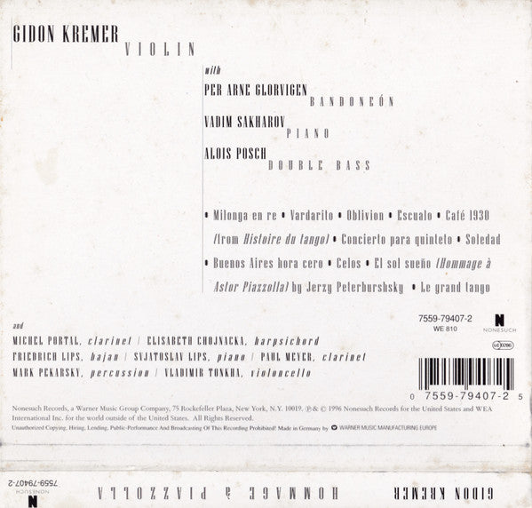 Gidon Kremer • Astor Piazzolla : Hommage À Piazzolla (CD, Album)
