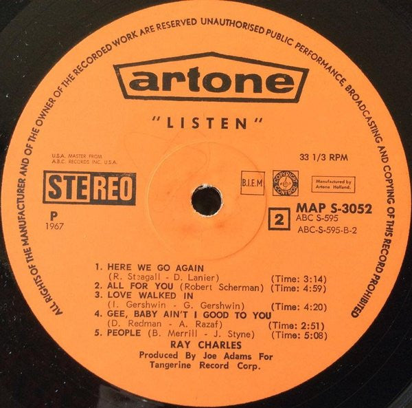 Ray Charles : Invites You To Listen (LP, Album)