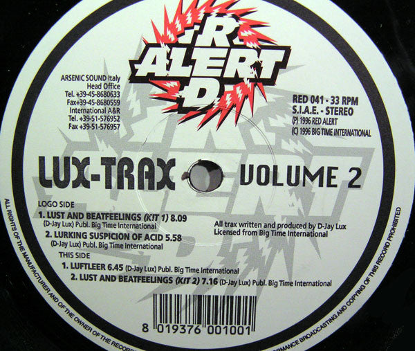 Lux-Trax : Volume 2 (12")