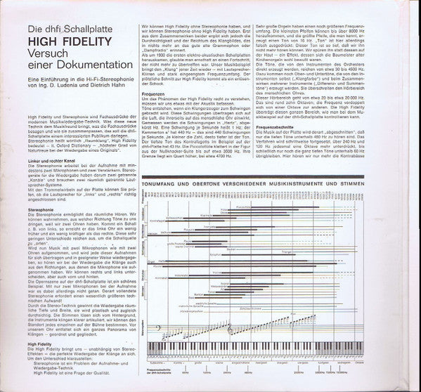 Various : Die dhfi Schallplatte Eine Einführung In Die HiFi-Stereophonie (LP, Comp, Gat)