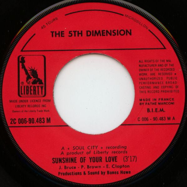 The Fifth Dimension : Sunshine Of Your Love  (7", Single)