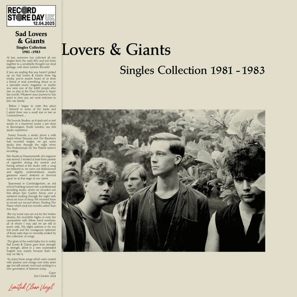 Sad Lovers And Giants : Singles Collection 1981-1983 (LP, RSD, Comp, Ltd, Cle)
