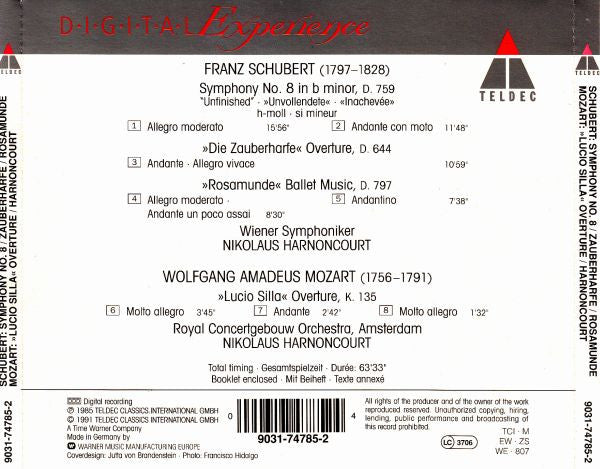 Franz Schubert, Wiener Symphoniker, Nikolaus Harnoncourt : Symphony No. 8 / Zauberharfe / Rosamunde (CD)