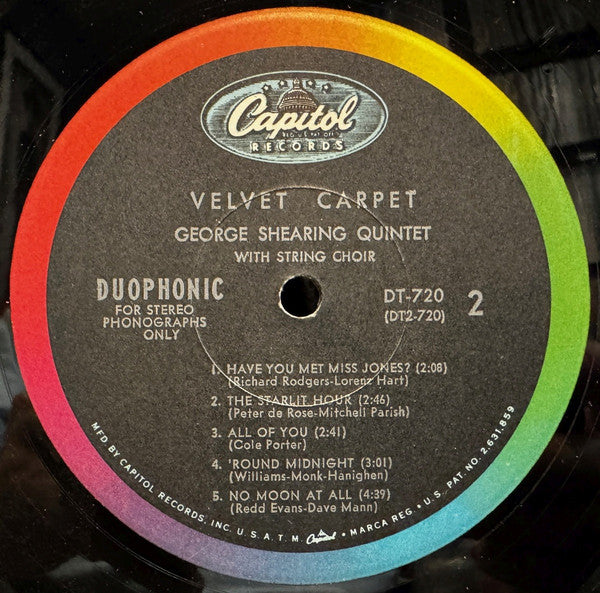 The George Shearing Quintet With String Choir* : Velvet Carpet (LP, Album, RE, Duo)
