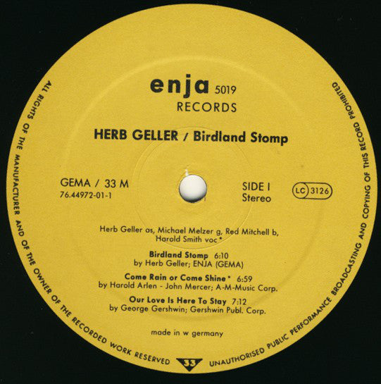 Herb Geller : Birdland Stomp (LP, Album)