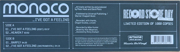 Monaco : I've Got A Feeling (12", EP, RSD, Ltd, Gre)