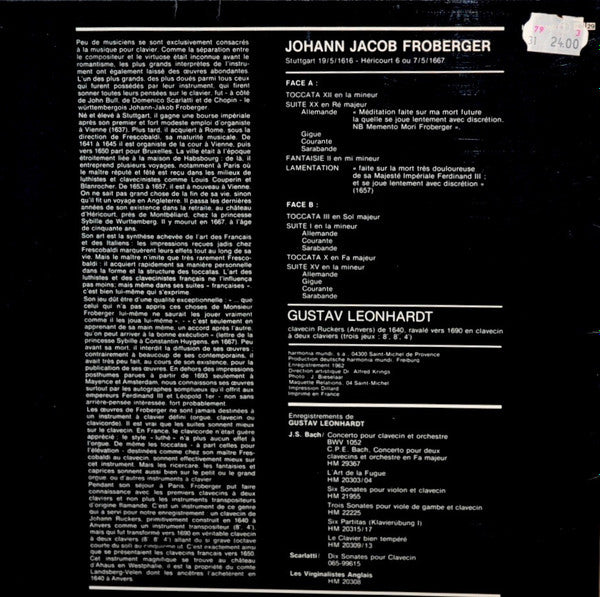 Froberger* - Gustav Leonhardt : Suite & Toccatas (LP, Album)