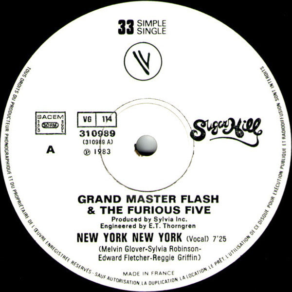 Grandmaster Flash & The Furious Five : New York New York (12", Single, Ltd)