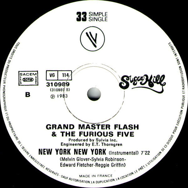 Grandmaster Flash & The Furious Five : New York New York (12", Single, Ltd)