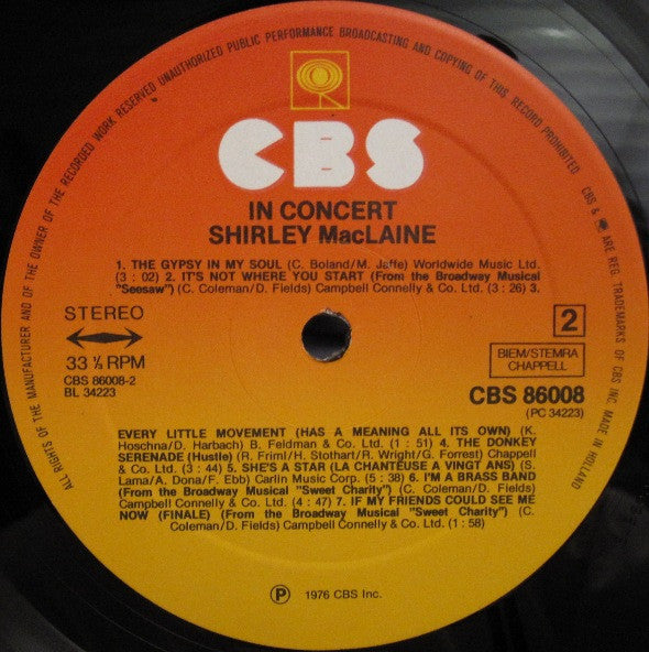 Shirley MacLaine : In Concert (LP, Album)