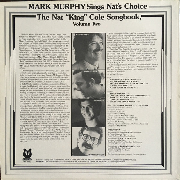 Mark Murphy : Mark Murphy Sings The Nat King Cole Songbook Volume Two (LP, Album)