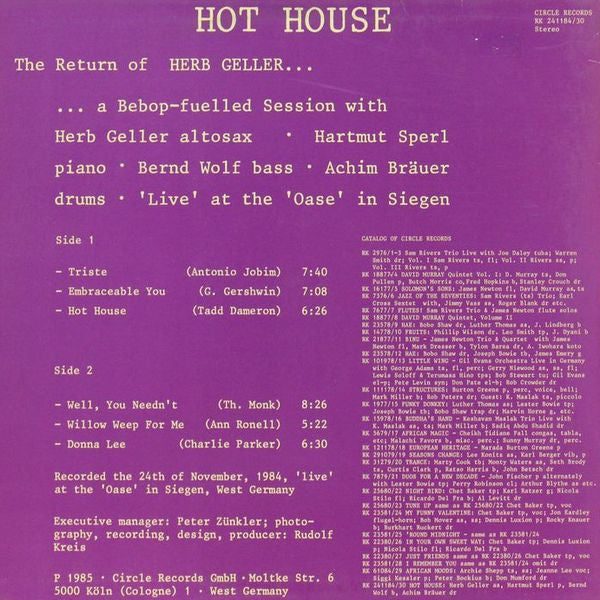 Herb Geller : Hot House (LP, Album)