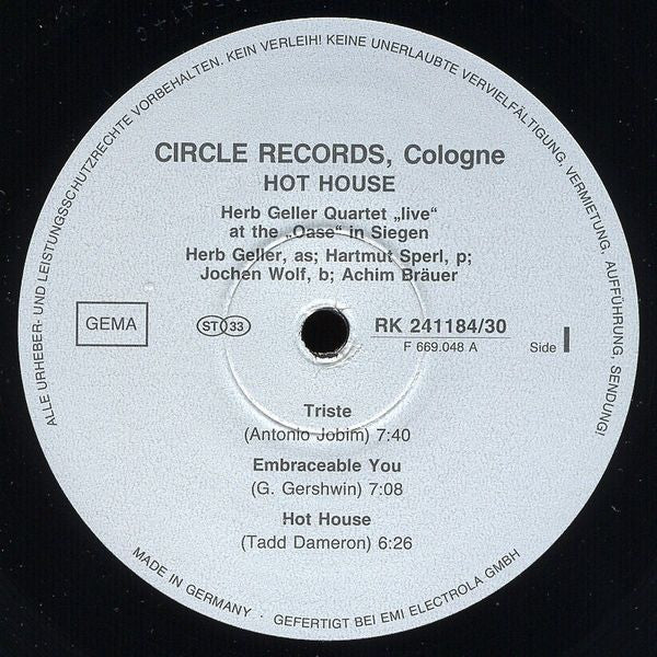 Herb Geller : Hot House (LP, Album)