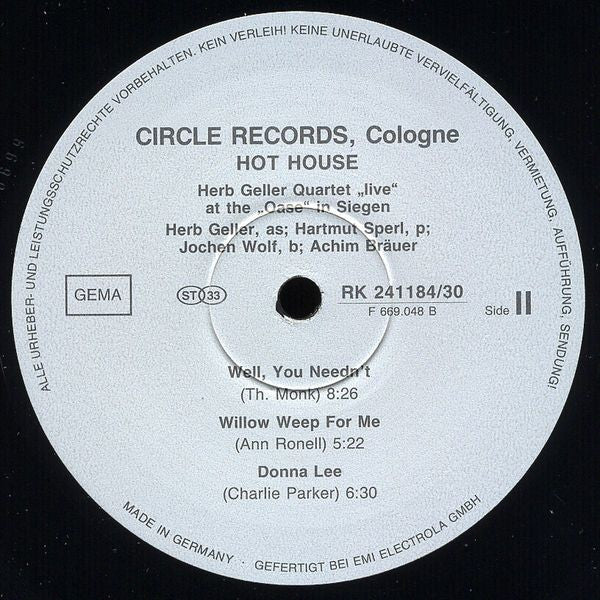 Herb Geller : Hot House (LP, Album)