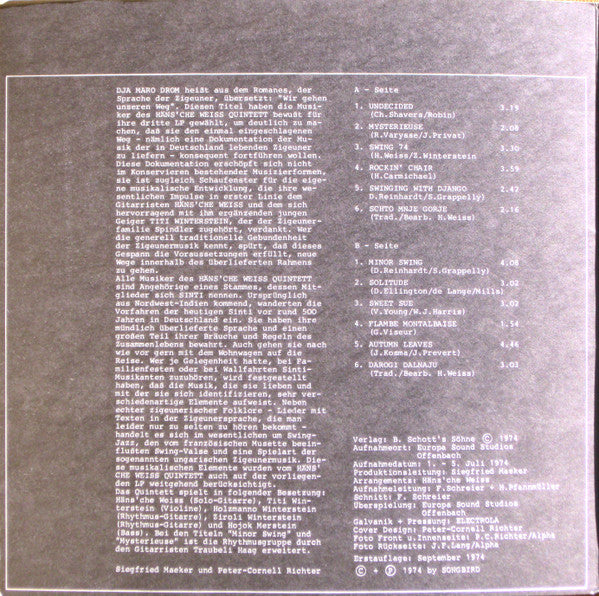 Häns'che Weiss Quintett : Dja Maro Drom (LP, Album, Gat)