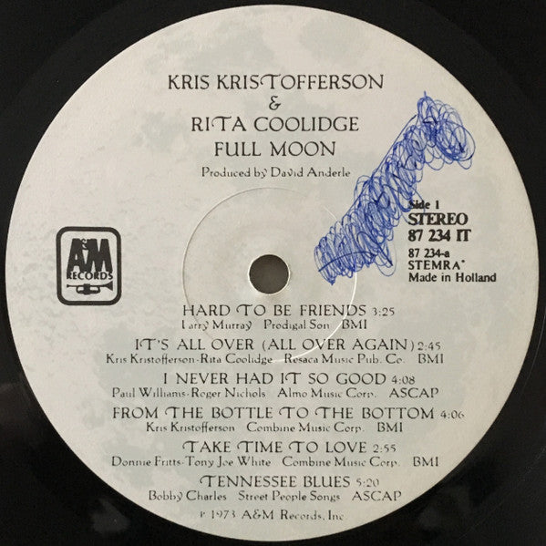 Kris Kristofferson & Rita Coolidge : Full Moon (LP, Album, Gat)